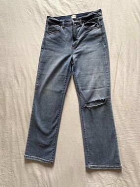 Sneak Peek Women's Straight Leg Jeans - Washed Blue with Knee Distress